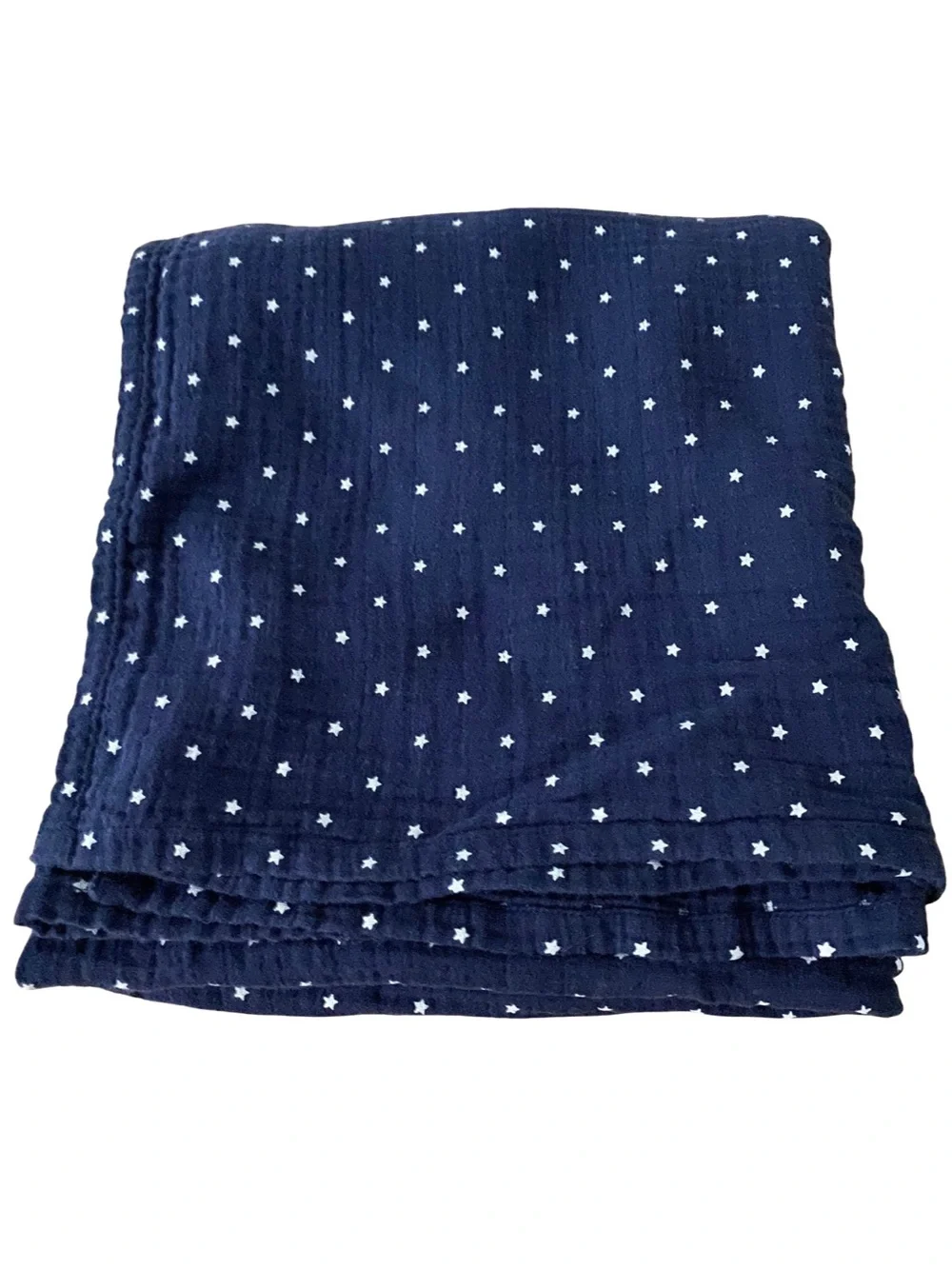 Mark & Graham 100% Organic Cotton Star Print Navy Muslin Baby Blanket 47” x 47